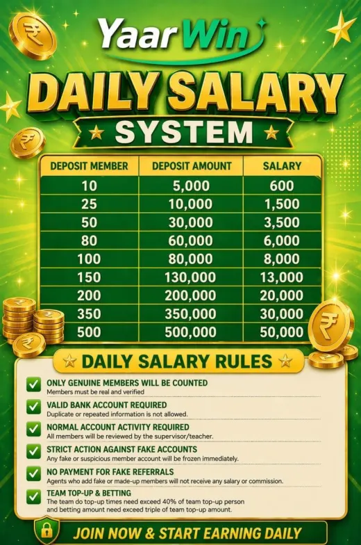 YaarWin daily salary promotion poster for Indian promoters